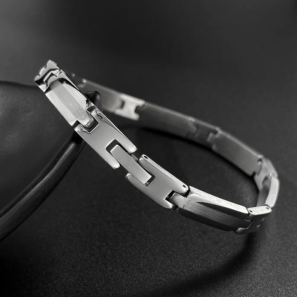 Men’s Minimalist Stainless Steel Bracelet – Sleek Titanium Steel Wristband with Unique Designer Style
