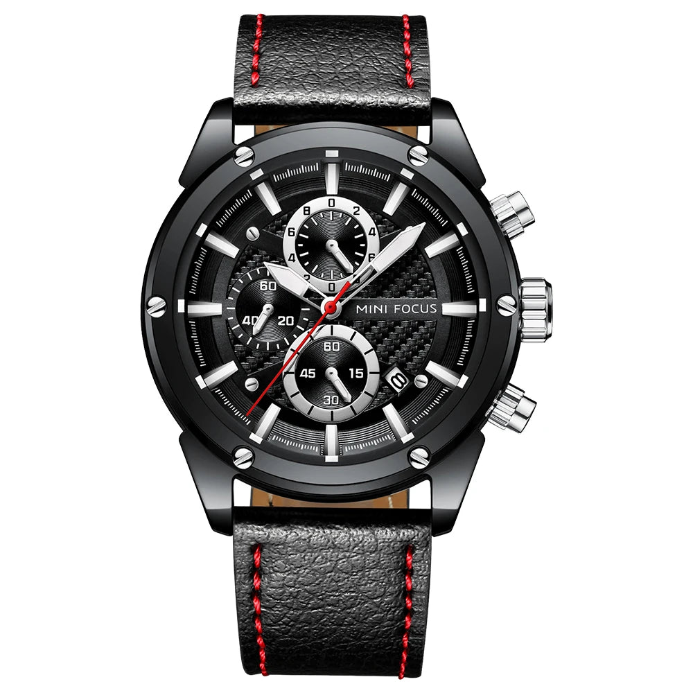 MINIFOCUS Men’s Fashion Business Watch – Bestseller Luminous Waterproof Quartz Timepiece with Genuine Leather Strap for Men