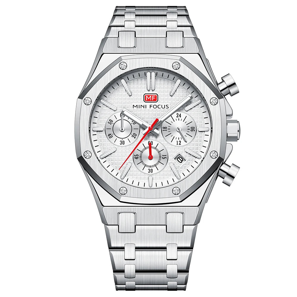 MINIFOCUS Men’s Business Casual Multifunction Quartz Watch – Luminous Waterproof Stainless Steel Band Watch Father’s Day Gift