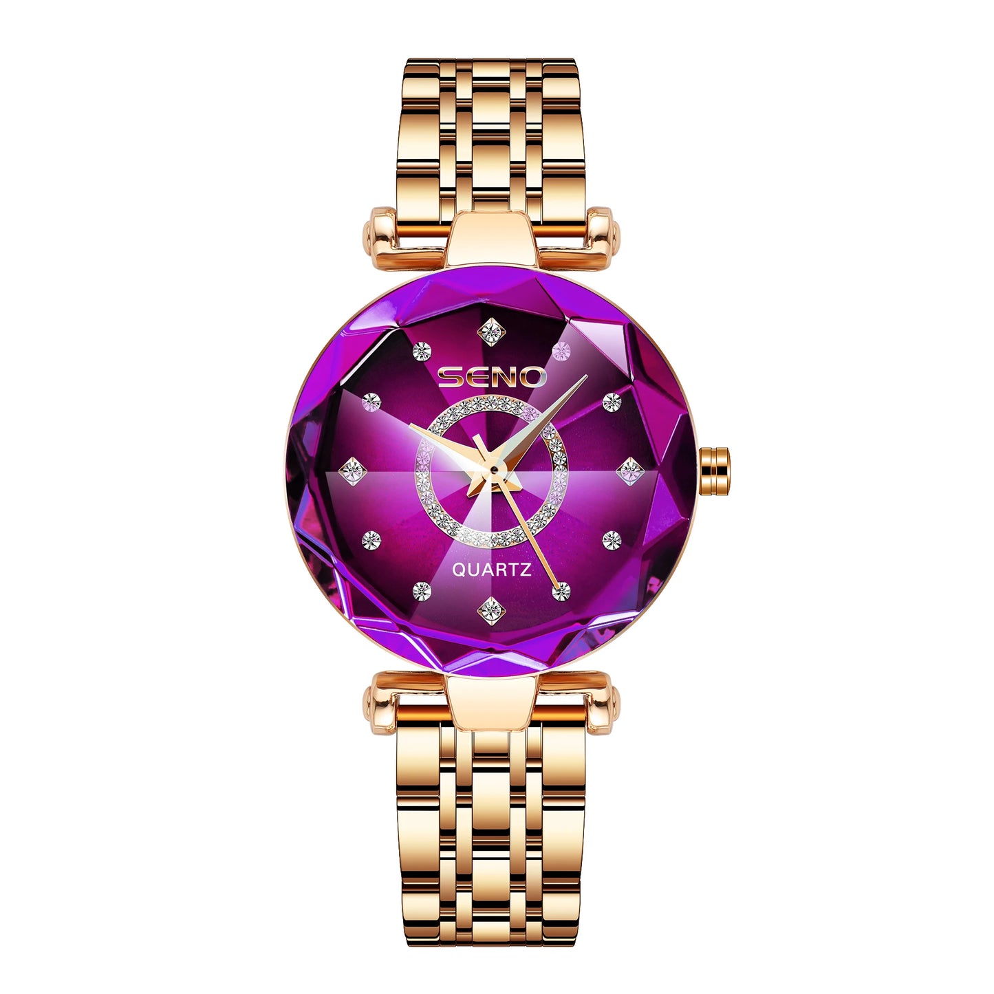 Fashion Ocean Star Women’s Watch Stainless Steel Band Gradient Glass Diamond Studded Dial Luxury Waterproof Luminous Timepiece