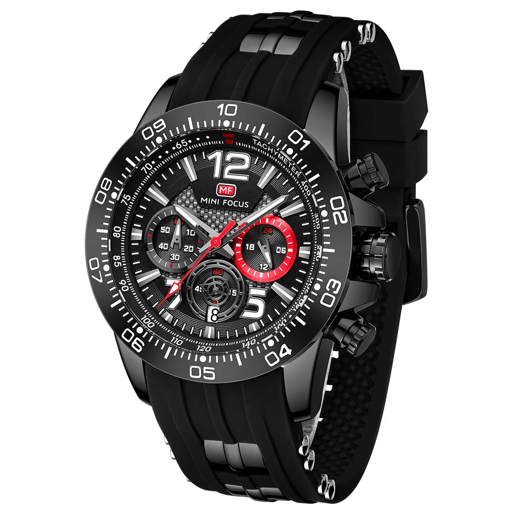 MINIFOCUS Men’s Waterproof Sport Watch – Multifunction Quartz Chronograph Luminous Dial Fashion Business Gifts for Him