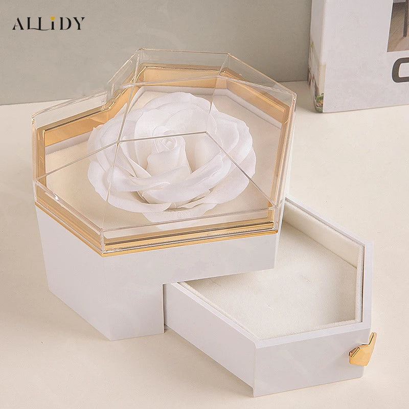 Heart Customize Name Heart Eternal Rose Jewelry Box For Birthday Mother's Day Valentine's Day Teachers' Day Gifts