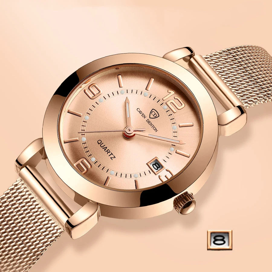 Luxury Women's Watch Stainless steel Strap Luminous Calendar Waterproof Elegant Trendy watches for woman
