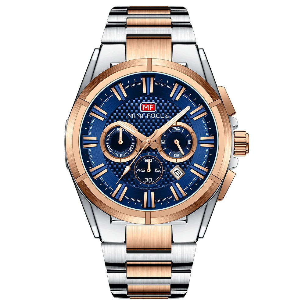 MINIFOCUS Men's Business Casual Waterproof Quartz Watch Stainless Steel Band Luminous Timepiece Perfect Fathers Day Gift for Dad