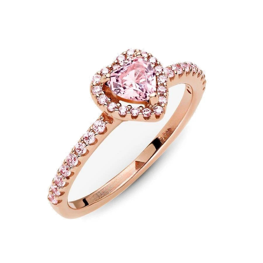 Mother's Day Valentine Gift Silver Love Zircon Ring and Rose Gift Box Set for Mother Girlfriend Wife Lover Sister