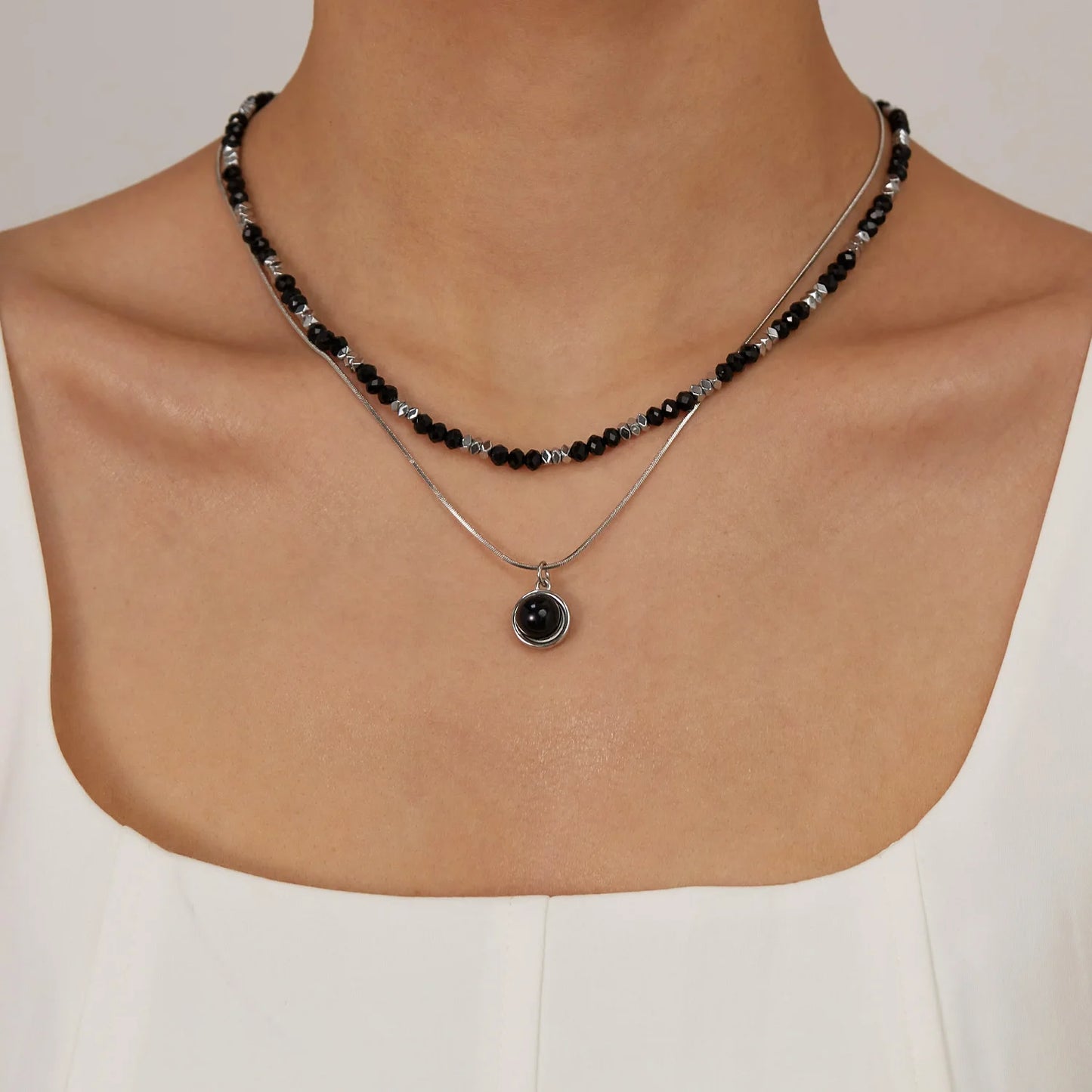 Trendy Hip Hop Layered Necklace – Unisex Double Chain Stainless Steel Fashion Jewelry