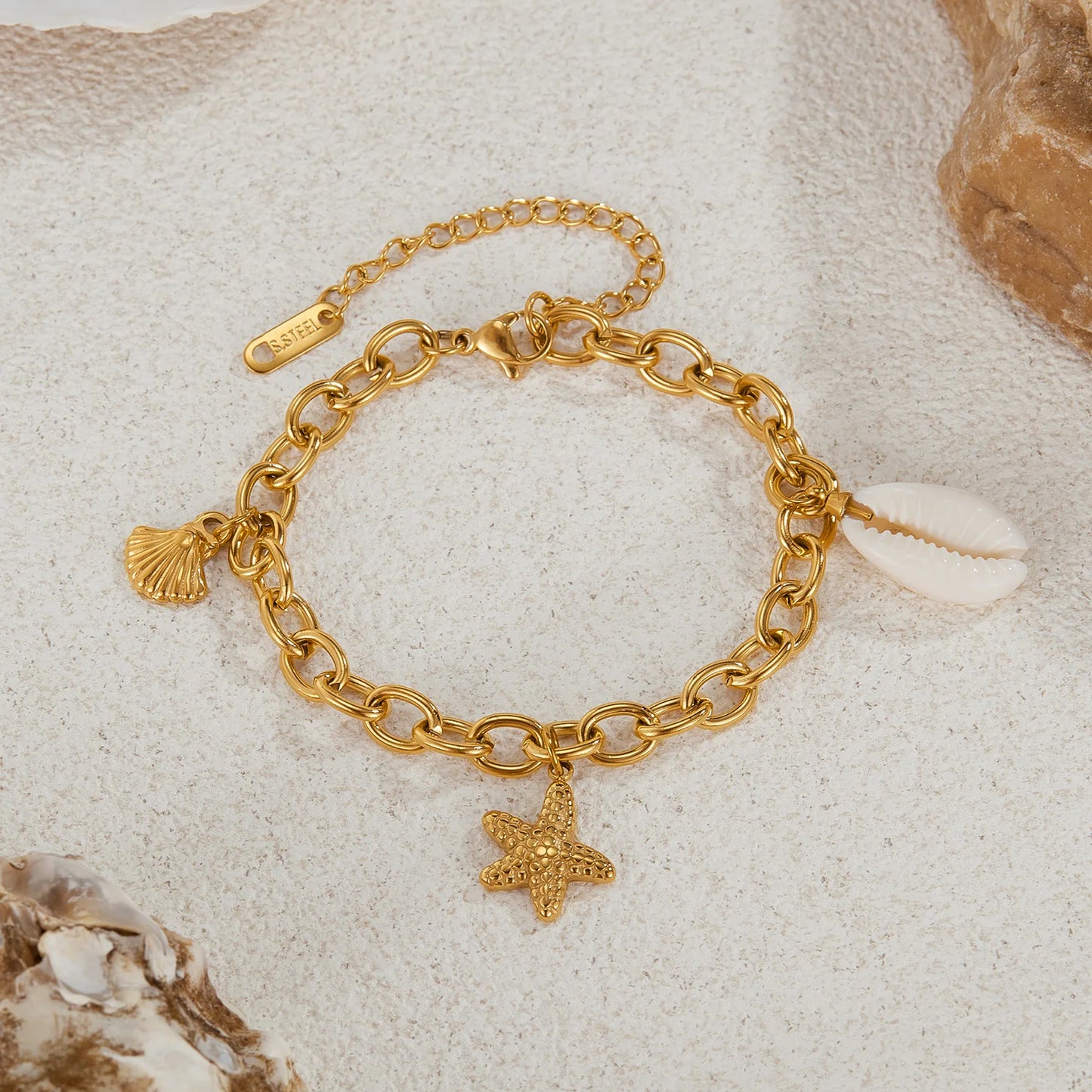 Ocean Starfish Shell Bracelet for Women – Elegant Stainless Steel Luxury Chain Jewelry