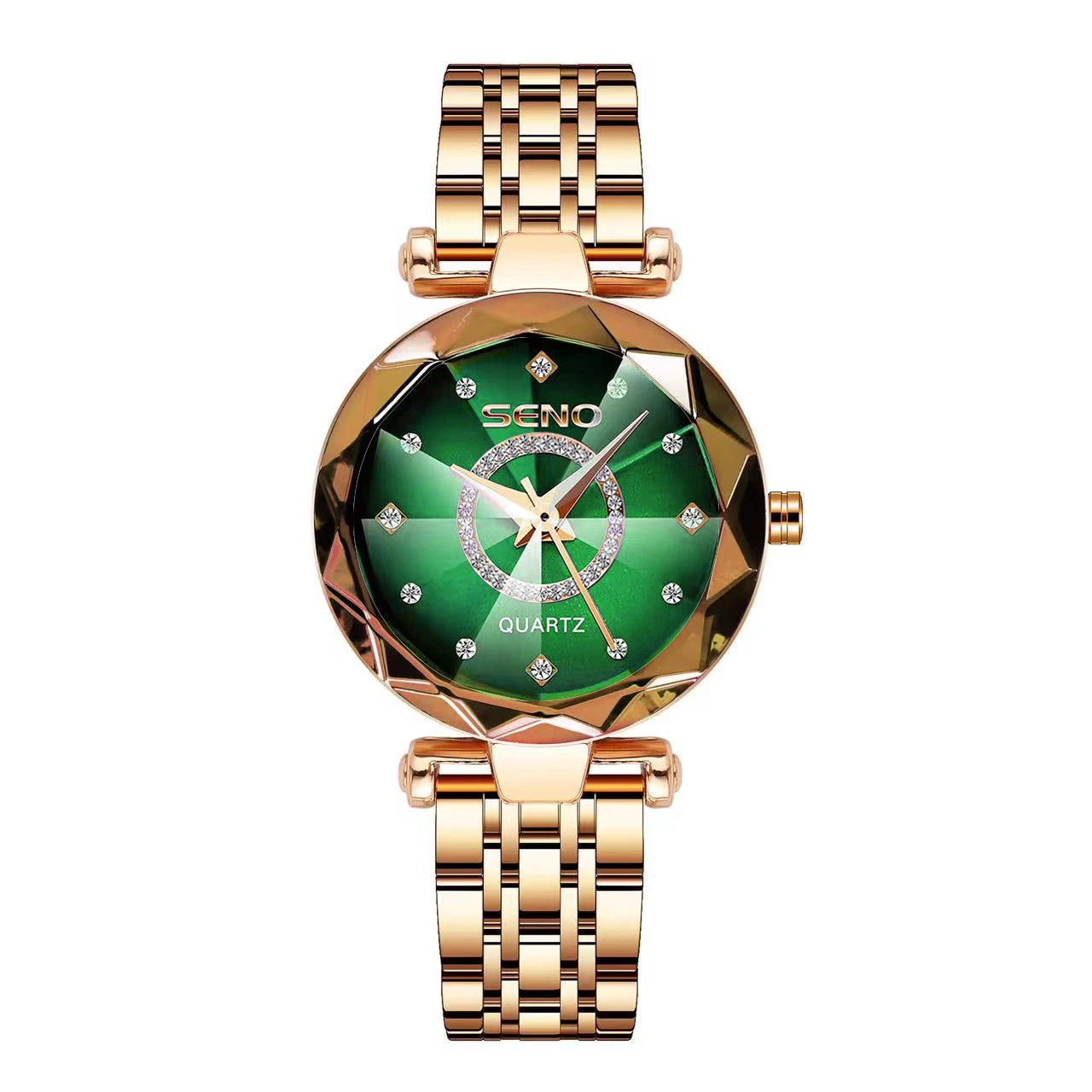 Fashion Ocean Star Women’s Watch Stainless Steel Band Gradient Glass Diamond Studded Dial Luxury Waterproof Luminous Timepiece