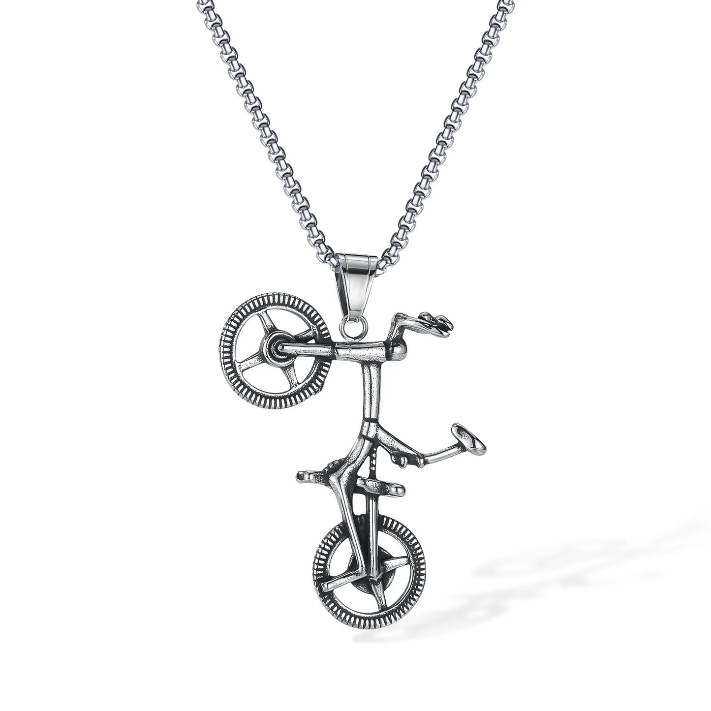 Men’s Retro Punk Bicycle Pendant Necklace – Stainless Steel Bike Chain Jewelry for Biker Style