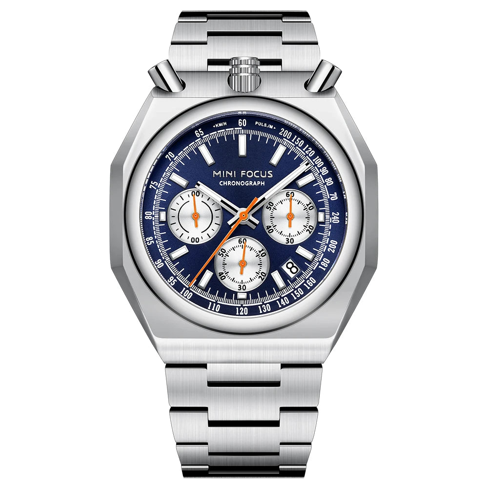 MINIFOCU Vintage Men’s Multifunction Quartz Watch Heart Rate Monitor Stainless Steel Band Retro Timepiece Watch for Men
