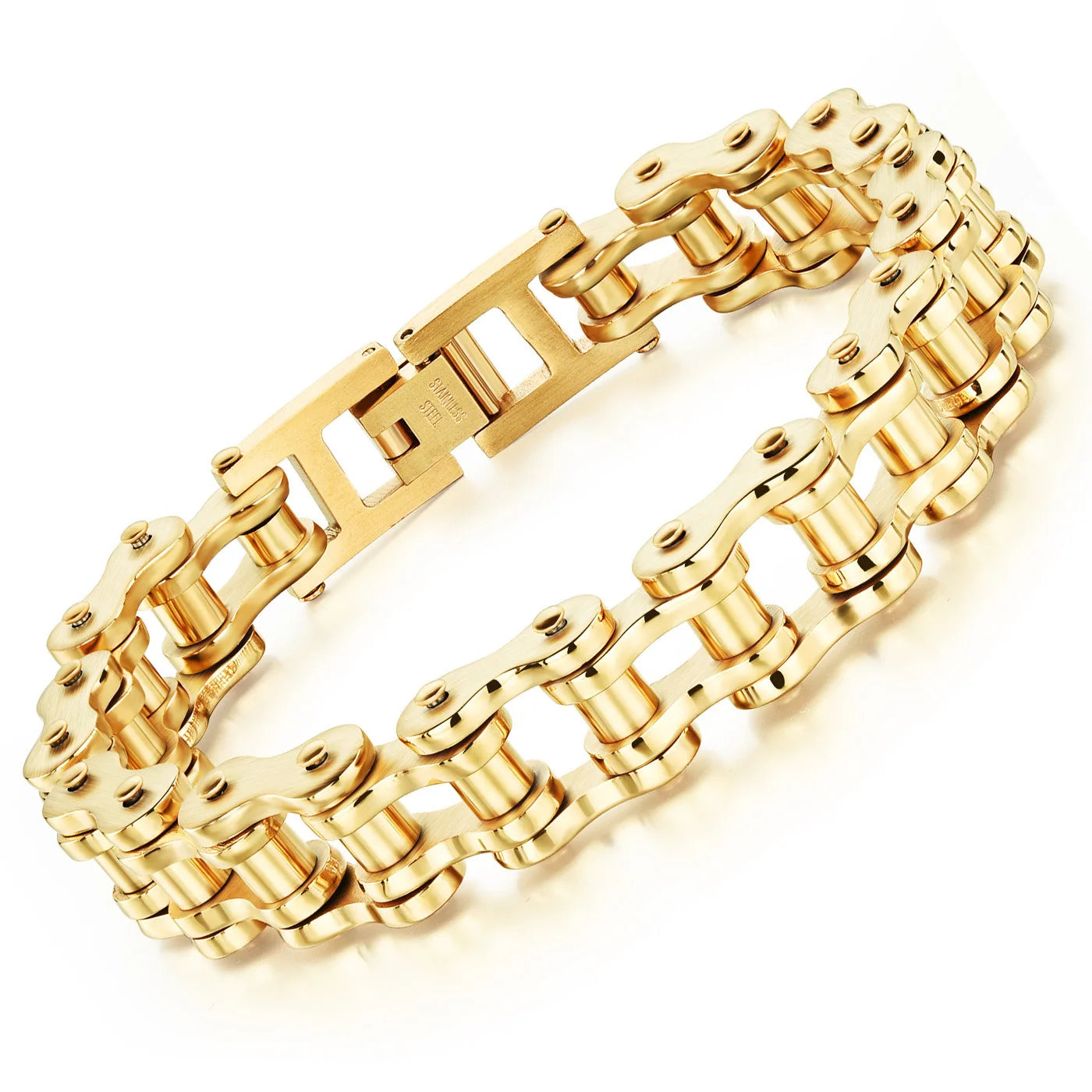 Hot-Selling Titanium Steel Biker Bracelet for Men – Rock Style Motorcycle Chain Design, Punk Jewelry