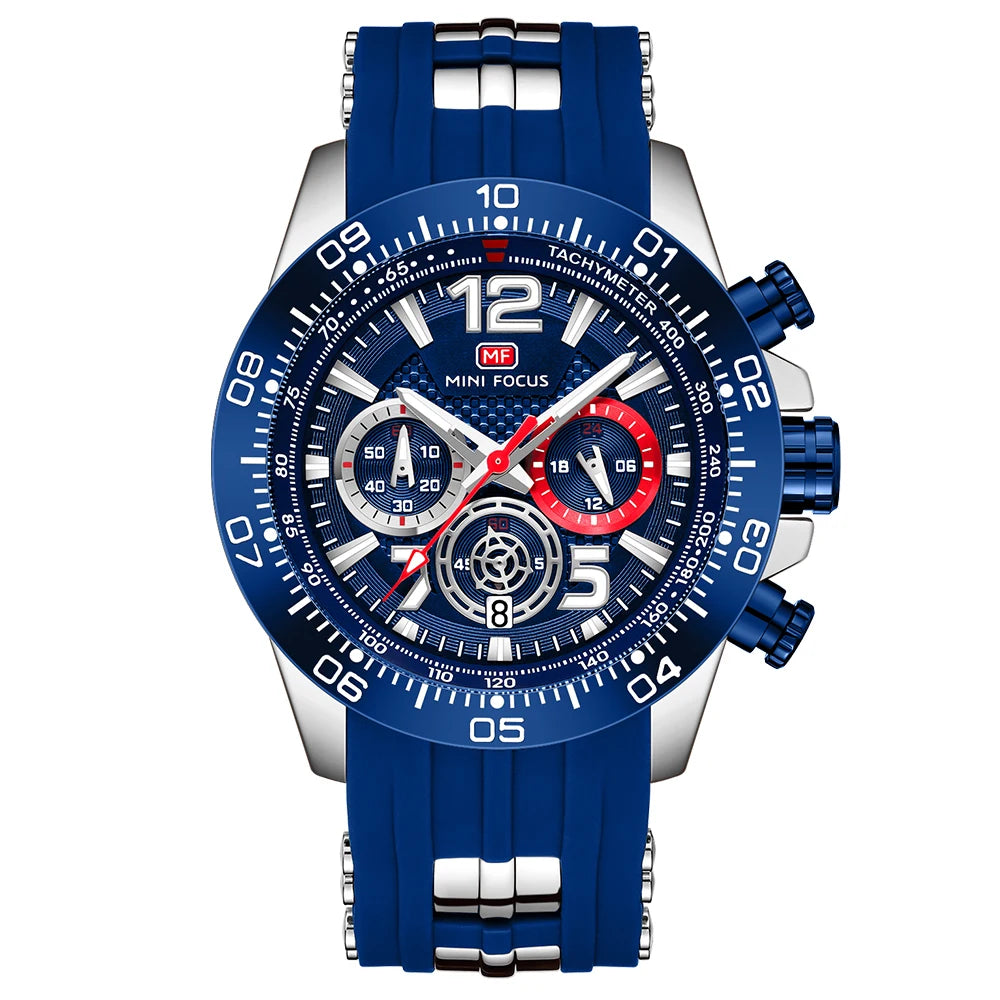 MINIFOCUS Men’s Waterproof Sport Watch – Multifunction Quartz Chronograph Luminous Dial Fashion Business Gifts for Him