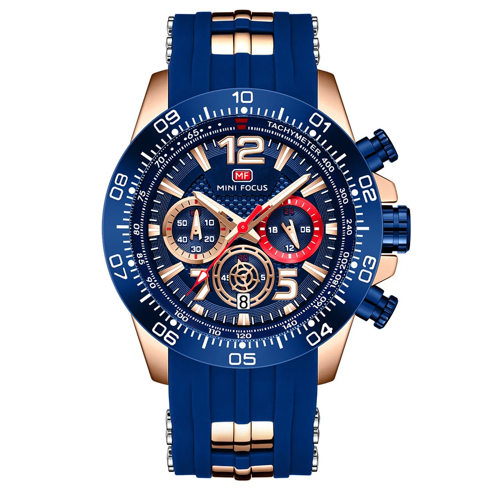 MINIFOCUS Men’s Waterproof Sport Watch – Multifunction Quartz Chronograph Luminous Dial Fashion Business Gifts for Him