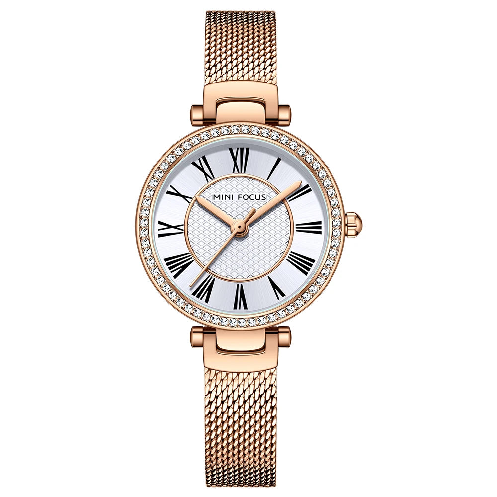 MINIFOCUS Women's Watch Japanese Quartz Waterproof Fashion Wristwatch Milanese Mesh Stainless Steel Band Elegant Gift for Ladies