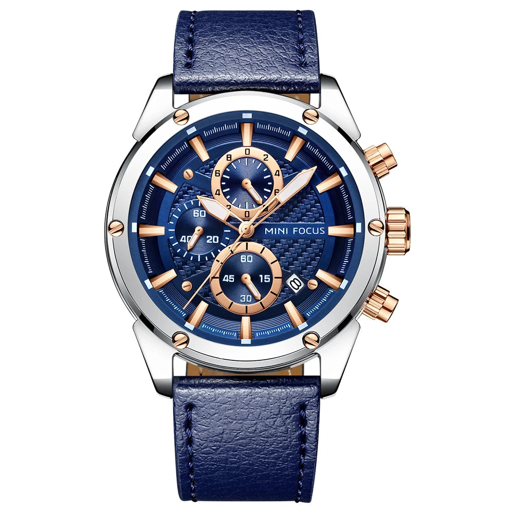 MINIFOCUS Men’s Fashion Business Watch – Bestseller Luminous Waterproof Quartz Timepiece with Genuine Leather Strap for Men