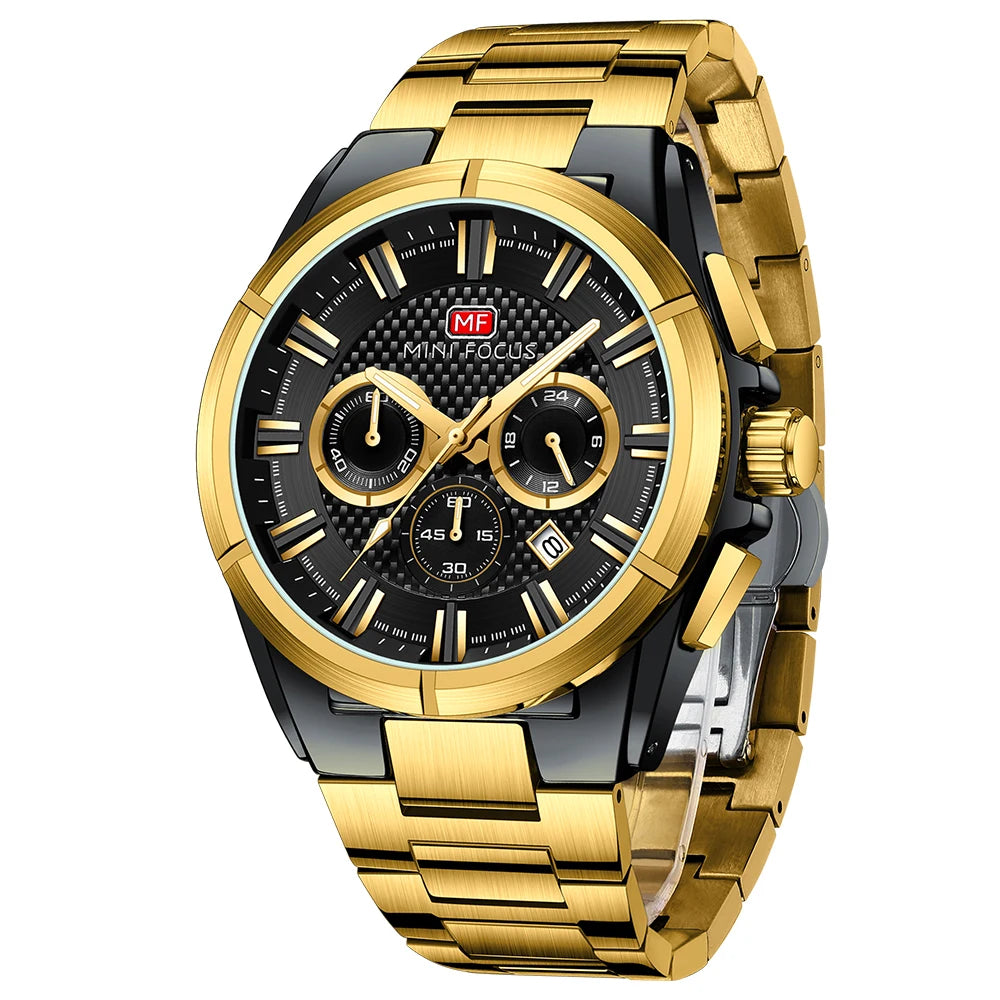 MINIFOCUS Men's Business Casual Waterproof Quartz Watch Stainless Steel Band Luminous Timepiece Perfect Fathers Day Gift for Dad