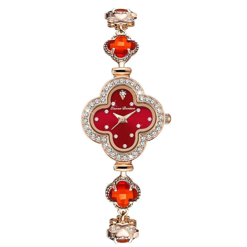 Fashion Women’s Watch Clover Bracelet Quartz Watch Stylish Casual Versatile Ladies Timepiece Waterproof Luxury Design