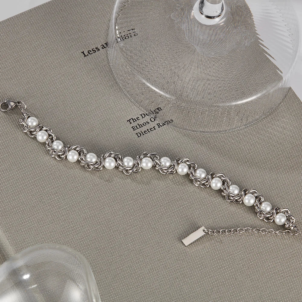 Trendy Pearl Wrap Chain Bracelet for Women – Creative Stainless Steel Design Jewelry