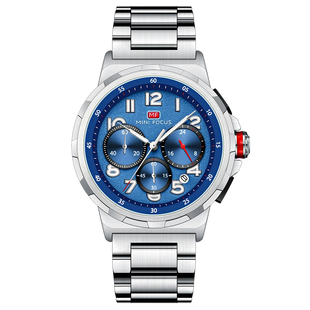 MINIFOCUS Men's Business Watch – Multifunction Waterproof Quartz Wristwatch Stainless Steel Band Stylish Professional Design