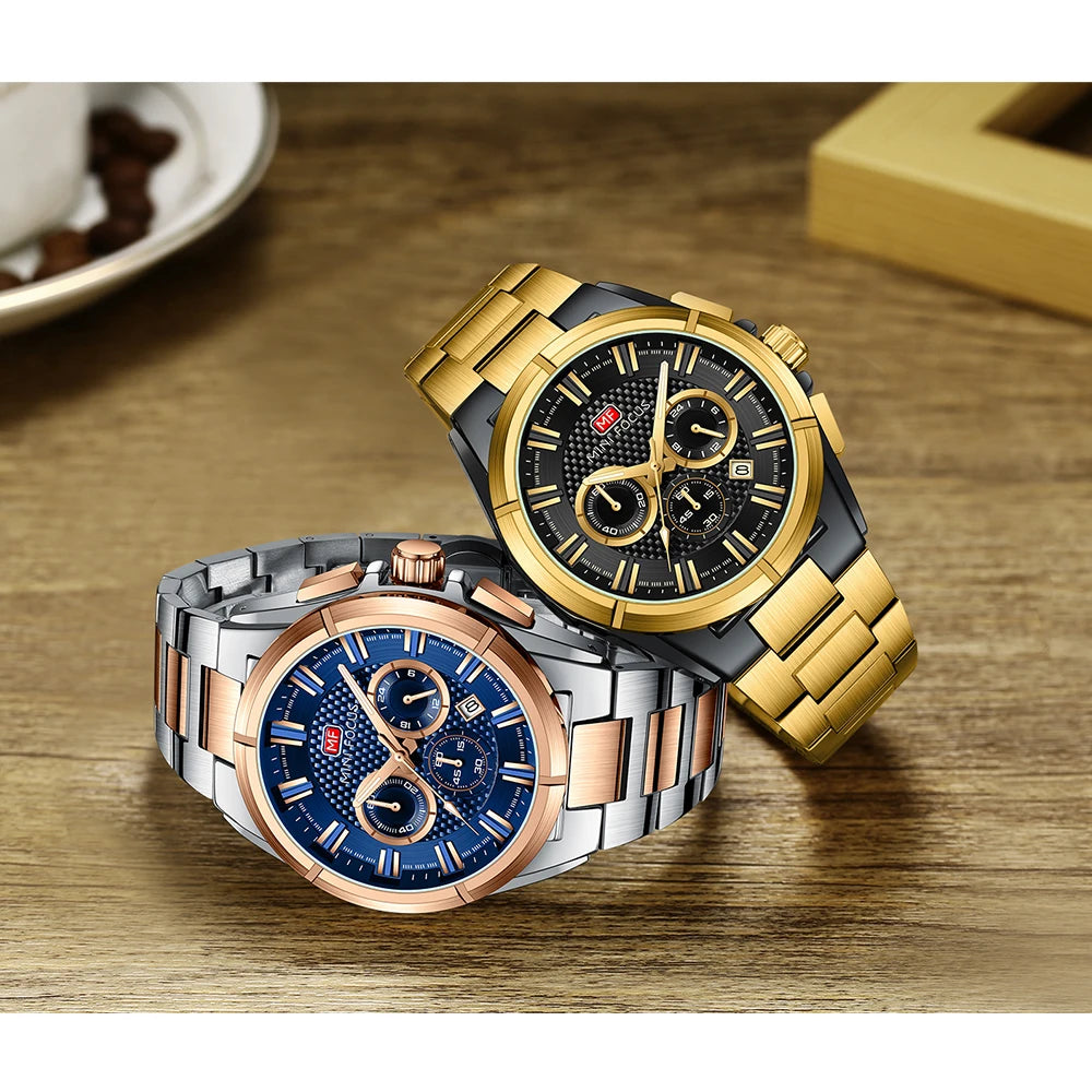 MINIFOCUS Men's Business Casual Waterproof Quartz Watch Stainless Steel Band Luminous Timepiece Perfect Fathers Day Gift for Dad
