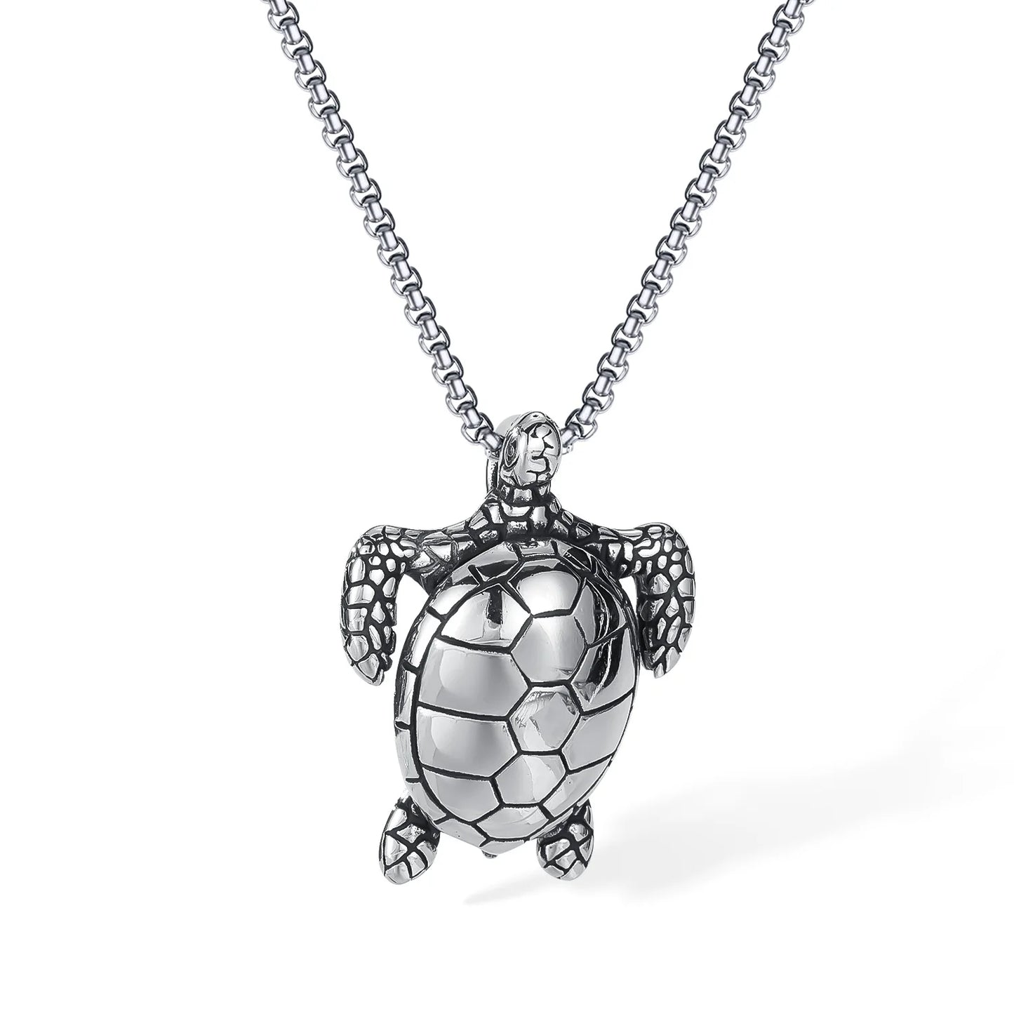 Men’s Sea Turtle Pendant Necklace – Hip Hop Style Stainless Steel Animal Jewelry for Trendy Streetwear
