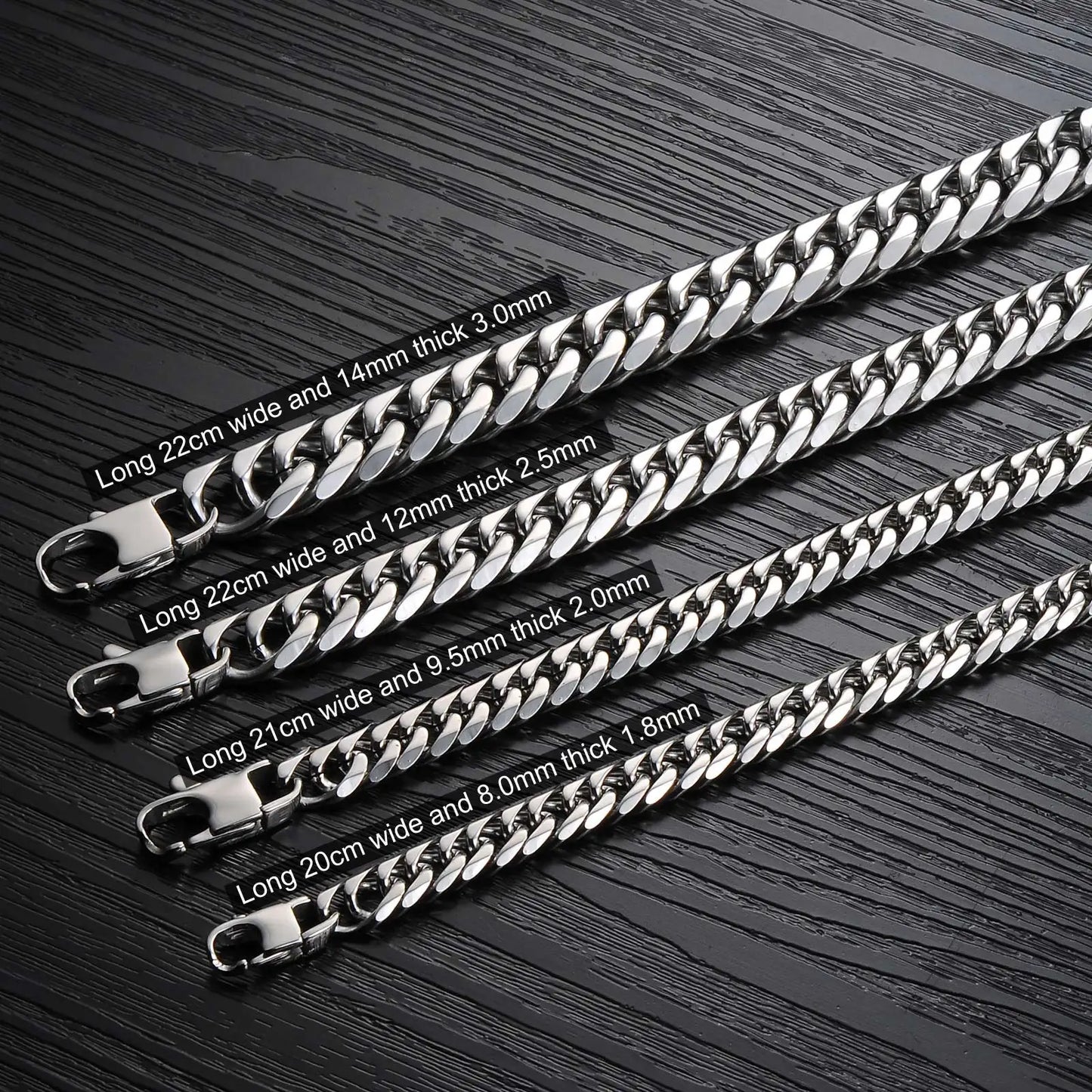 Men’s Hip Hop Cuban Chain Bracelet – Chunky Titanium Steel Link Wristband, Bold & Versatile Street Style