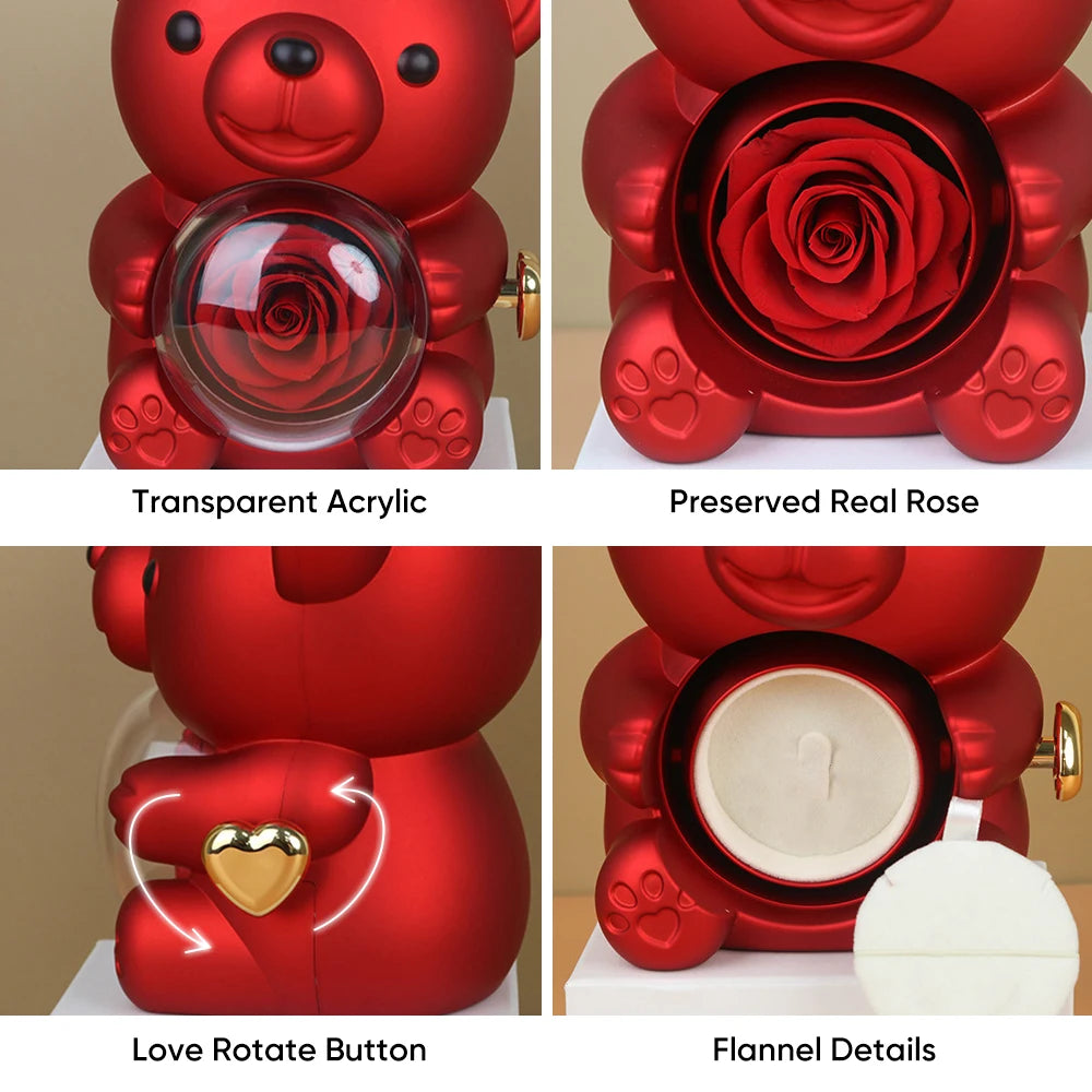 Rose Bear Gift Box with Personalized Custom Necklace For Girlfriend Women Valentine's Day gift Mother's Day Birthday Set