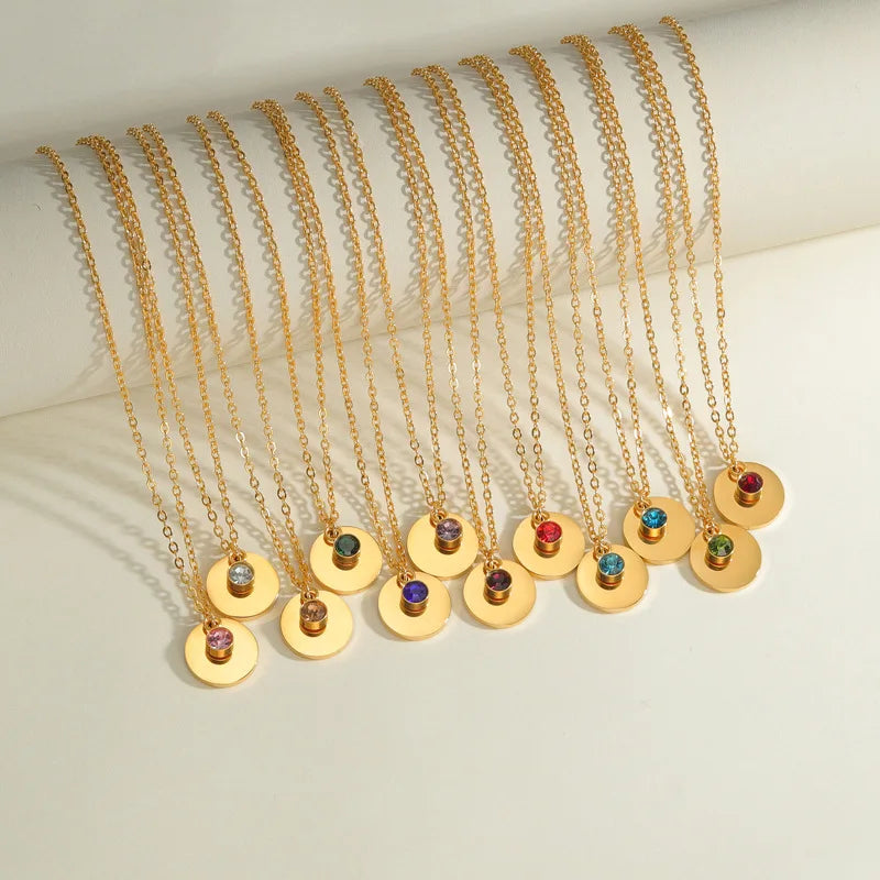 Personalized Necklace Gold Circular Pendant Jewelry Storage Box Gift Set Valentine's Day Christmas Birthday Anniversary Gifts