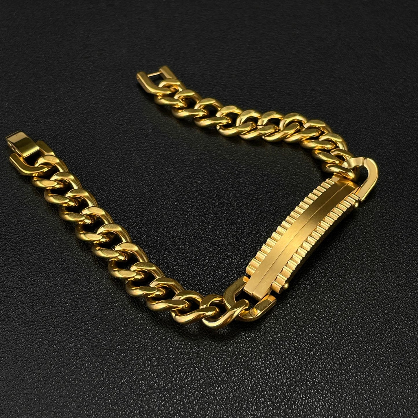 Vintage Gold Cuban Chain Bracelet for Men – Stainless Steel Titanium Punk Style Jewelry