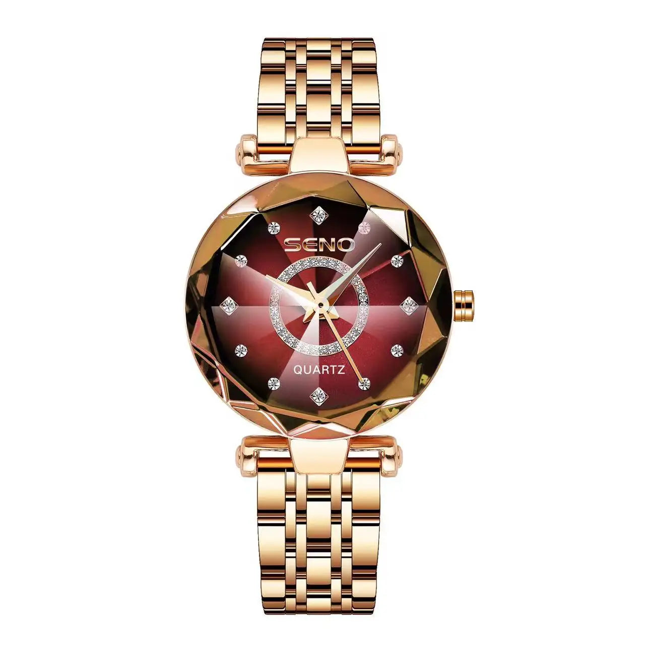 Fashion Ocean Star Women’s Watch Stainless Steel Band Gradient Glass Diamond Studded Dial Luxury Waterproof Luminous Timepiece