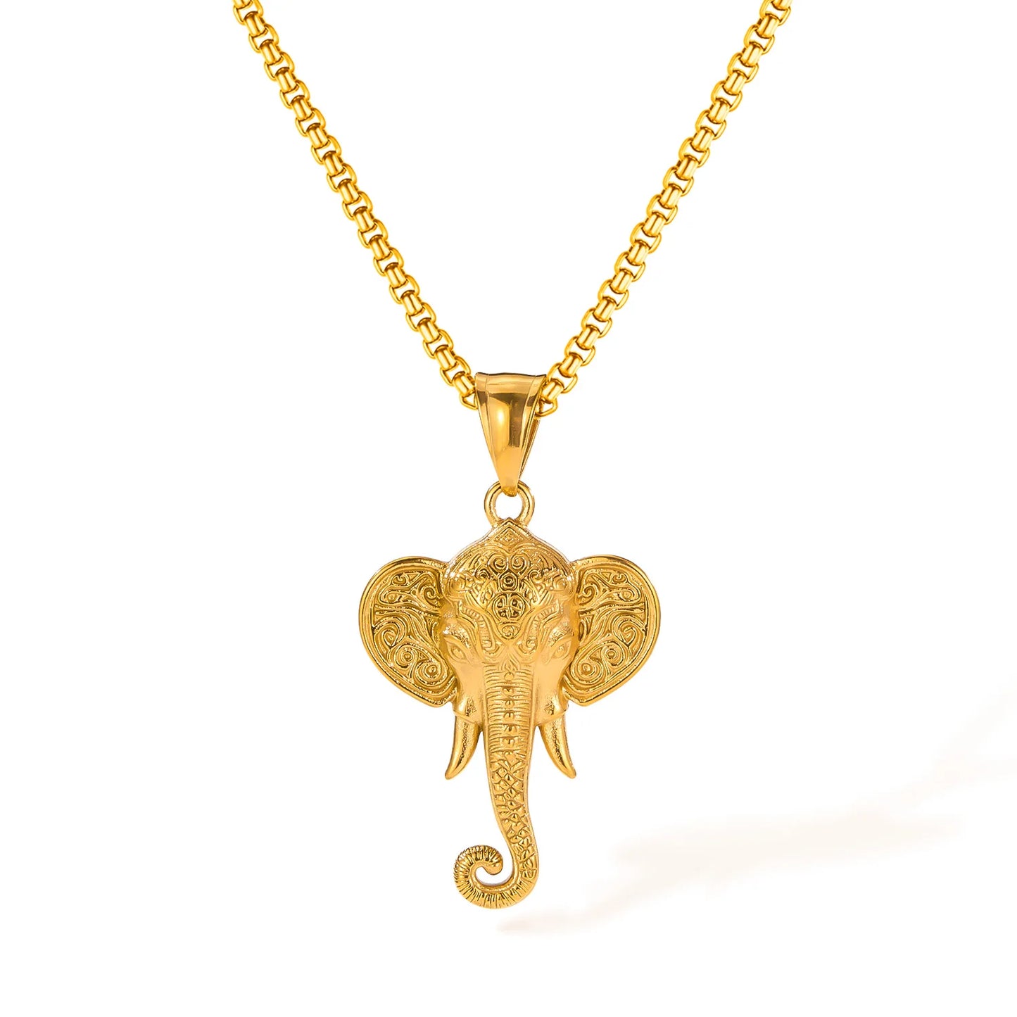 Men’s Retro Elephant Pendant Necklace – Creative Hip Hop Stainless Steel Chain Jewelry
