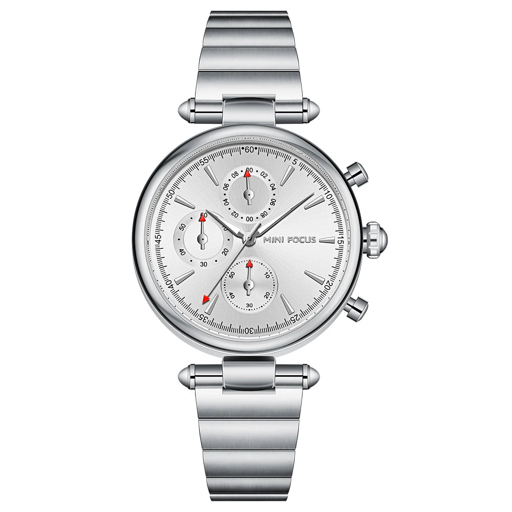 MINIFOCUS Women's Fashion Quartz Watch – Multifunction Waterproof Stainless Steel Timepiece Elegant Casual Luxury Gift for Her