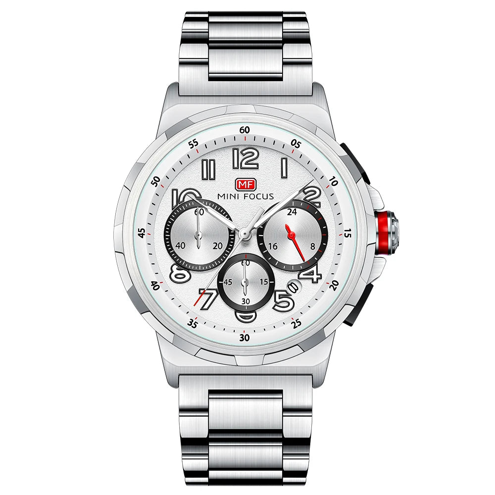 MINIFOCUS Men's Business Watch – Multifunction Waterproof Quartz Wristwatch Stainless Steel Band Stylish Professional Design