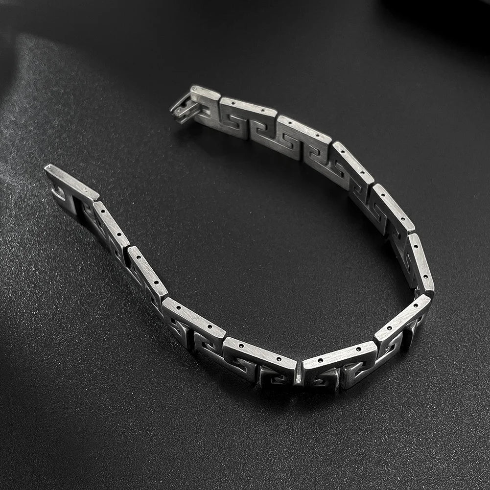 Men’s Punk Style Stainless Steel Bracelet – Unique Designer Hip Hop Titanium Wristband, Bold Street Fashion