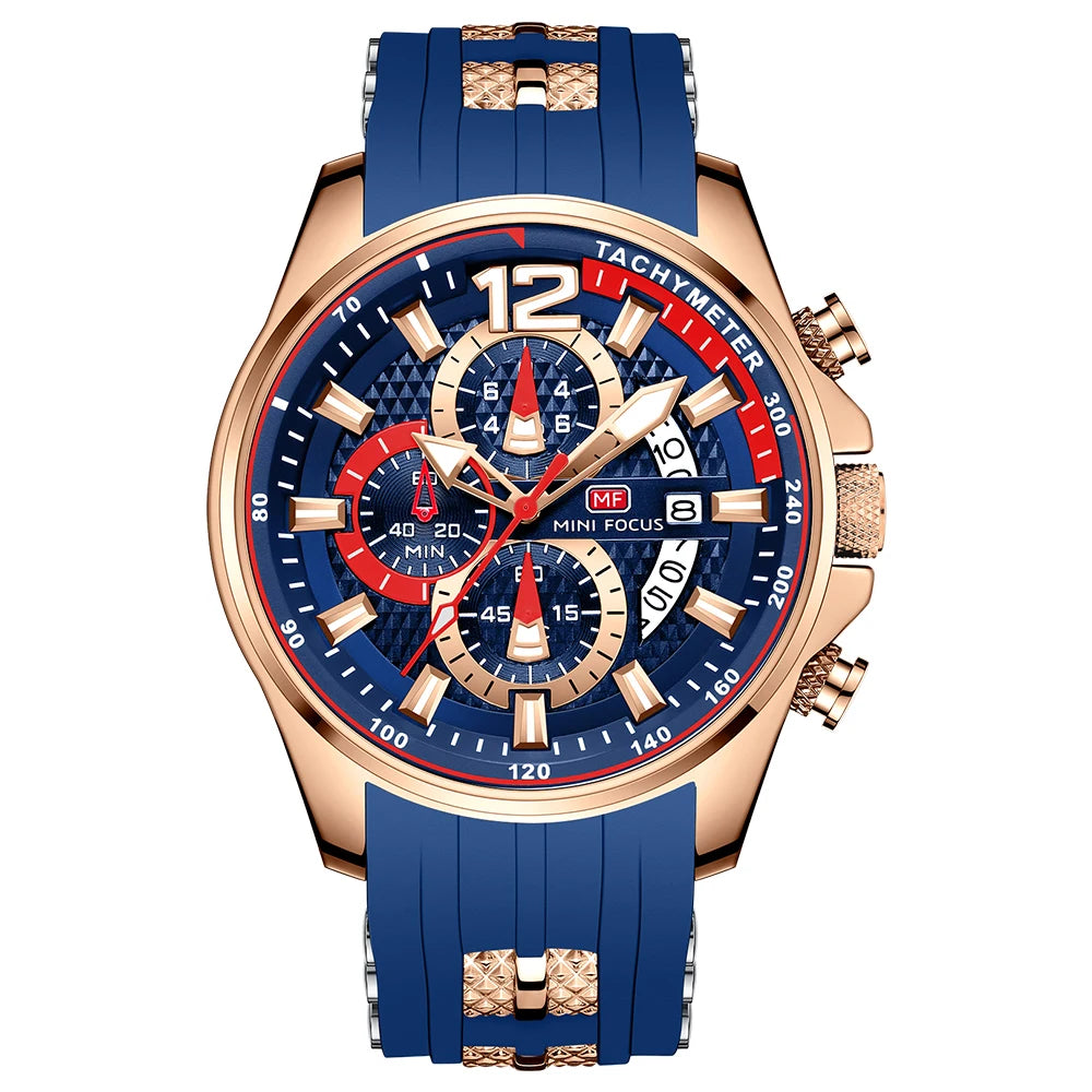 MINIFOCUS Mens Fashion Sports Watch Waterproof Quartz Large Dial Luminous Timepiece Watches for Man