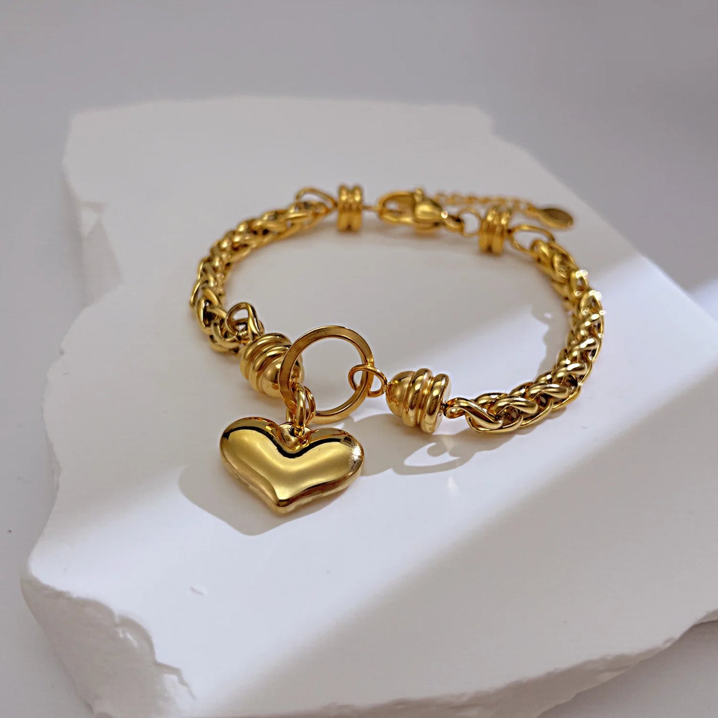 Trendy Heart Stainless Steel Bracelet for Women – High-End Titanium Steel Fashion Jewelry