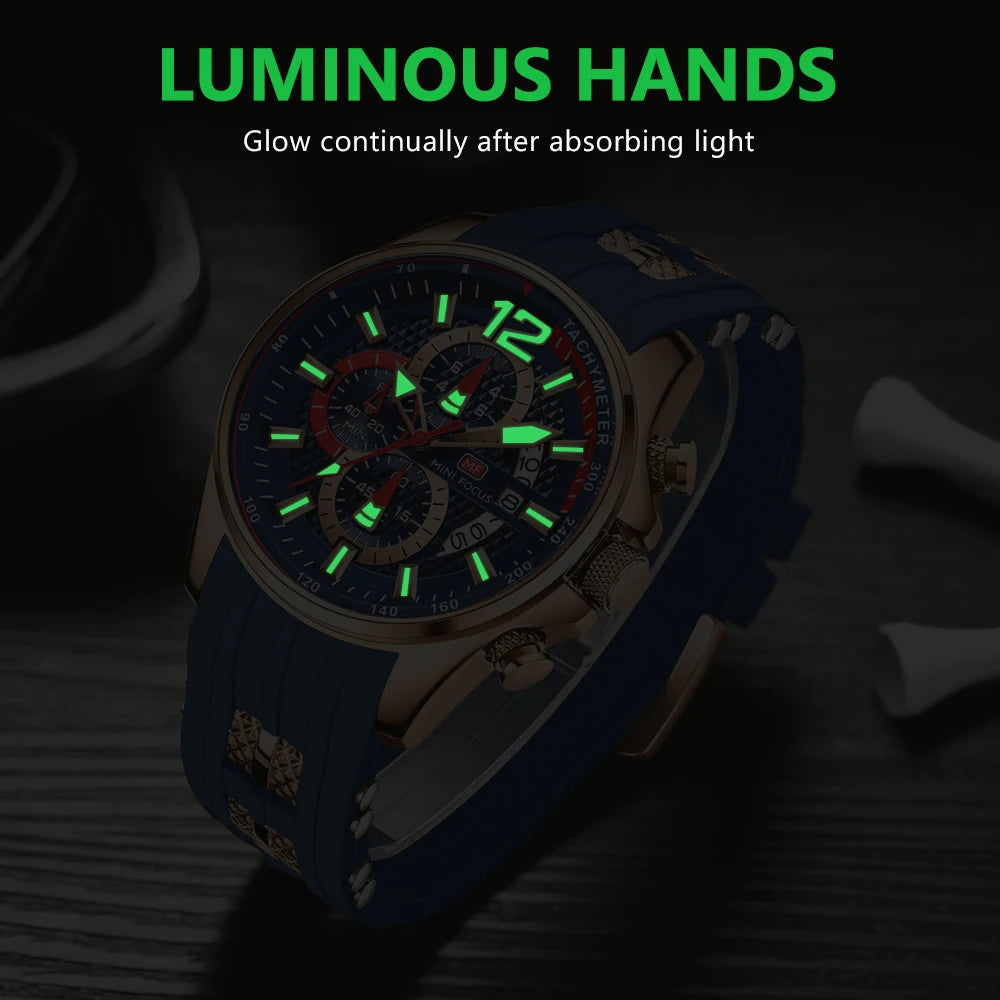 MINIFOCUS Mens Fashion Sports Watch Waterproof Quartz Large Dial Luminous Timepiece Watches for Man