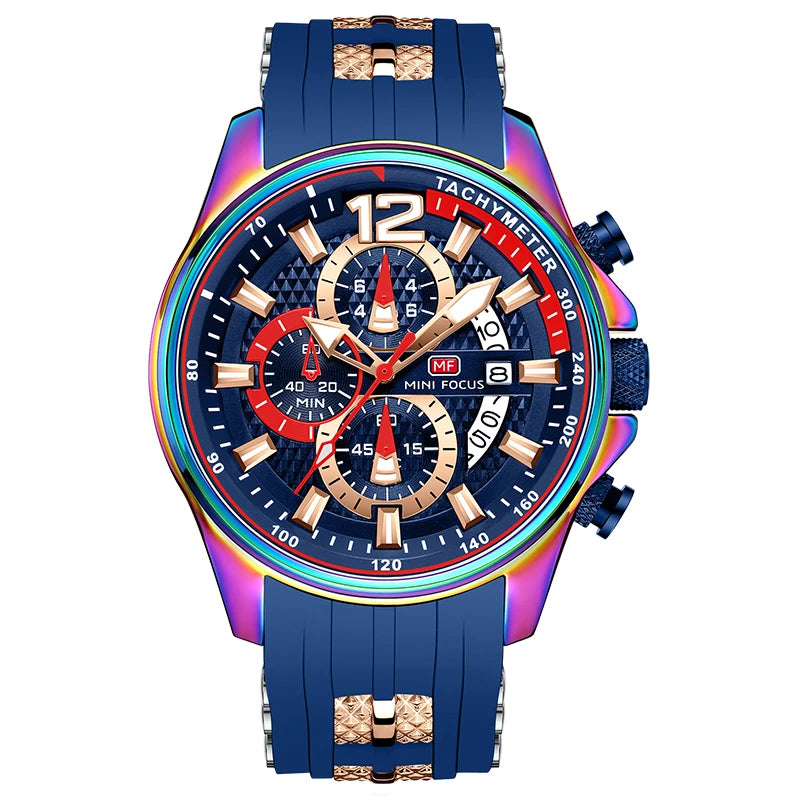 MINIFOCUS Mens Fashion Sports Watch Waterproof Quartz Large Dial Luminous Timepiece Watches for Man