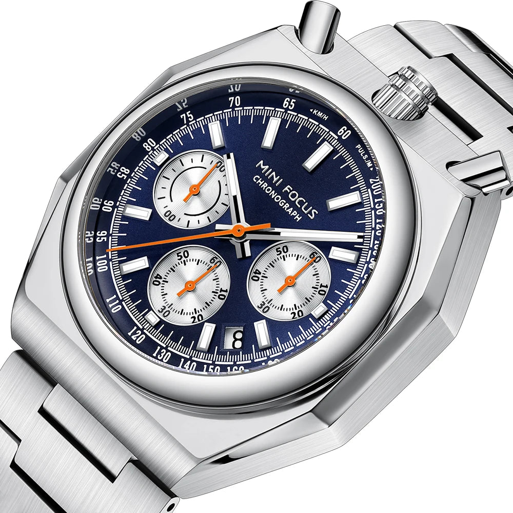 MINIFOCU Vintage Men’s Multifunction Quartz Watch Heart Rate Monitor Stainless Steel Band Retro Timepiece Watch for Men