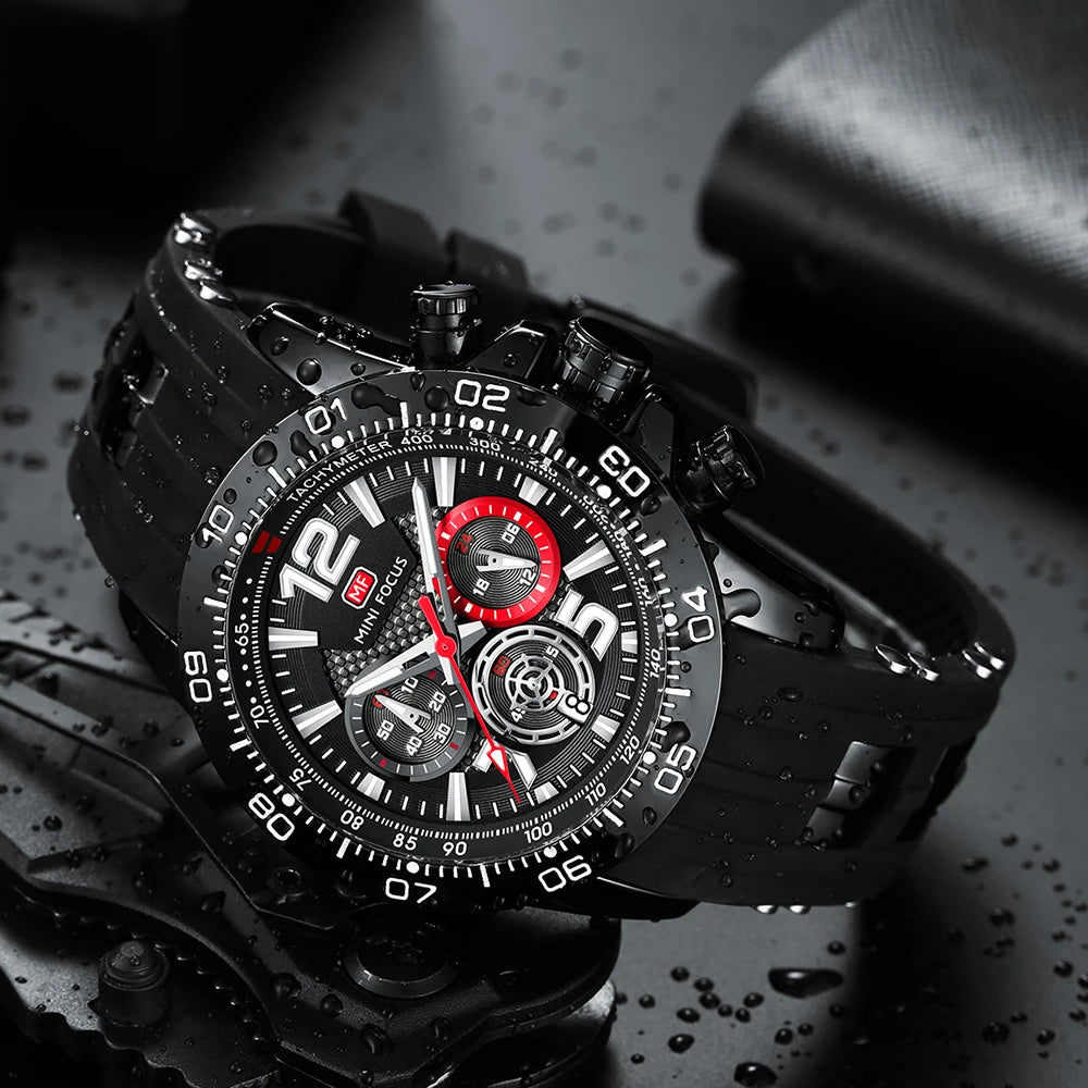 MINIFOCUS Men’s Waterproof Sport Watch – Multifunction Quartz Chronograph Luminous Dial Fashion Business Gifts for Him