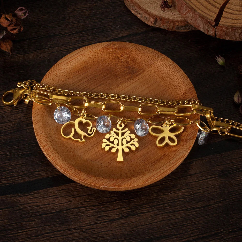 INS Style Tree of Life Bracelet for Women – Stainless Steel Minimalist Titanium Steel Wrist Jewelry