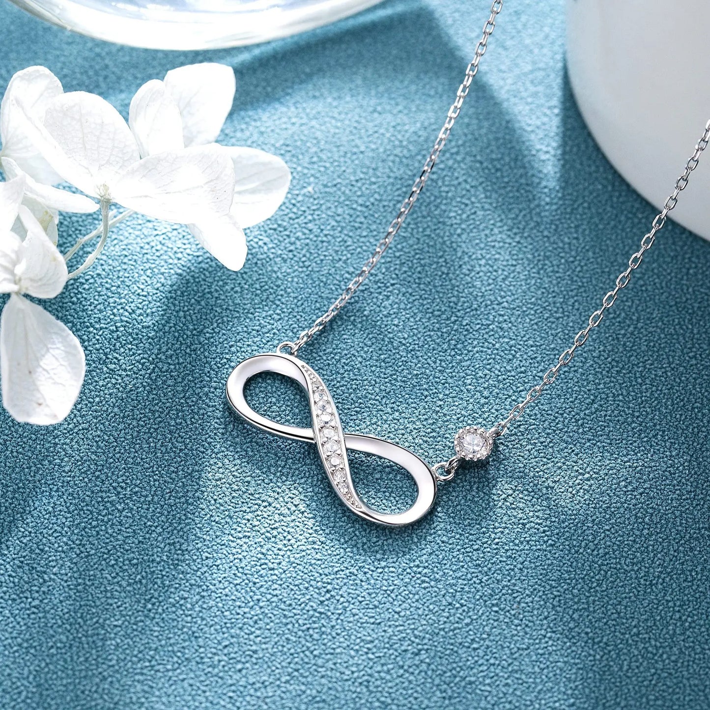 2025 Mother's Day Gifts Idea 8-Character Infinite Love Necklace Real Rose Teddy Bear Jewelry Storage Gift Box for Wife Mom Women