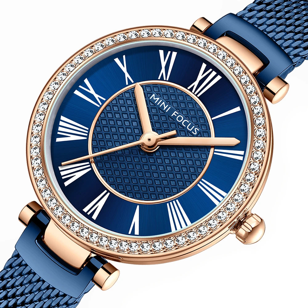 MINIFOCUS Women's Watch Japanese Quartz Waterproof Fashion Wristwatch Milanese Mesh Stainless Steel Band Elegant Gift for Ladies