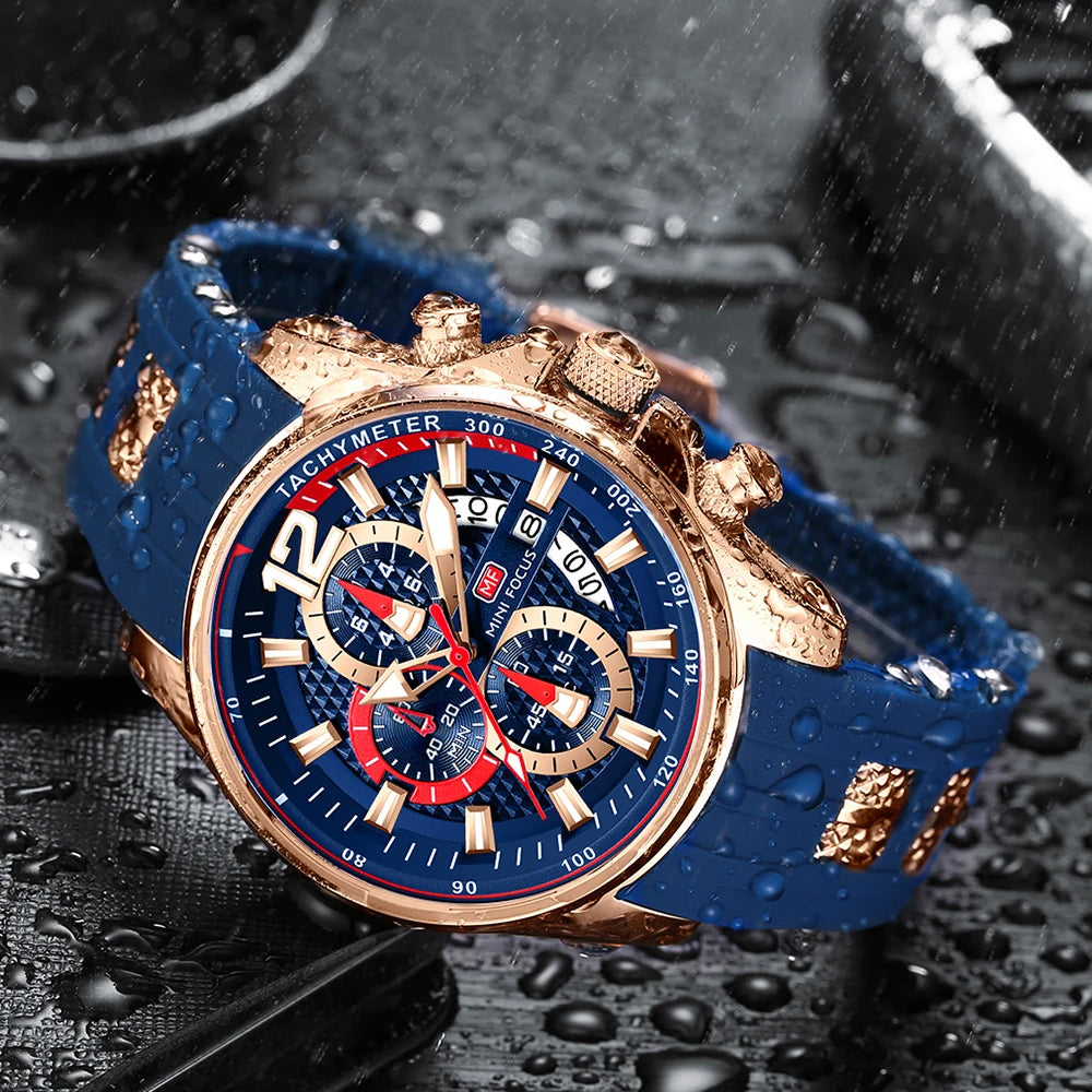 MINIFOCUS Mens Fashion Sports Watch Waterproof Quartz Large Dial Luminous Timepiece Watches for Man