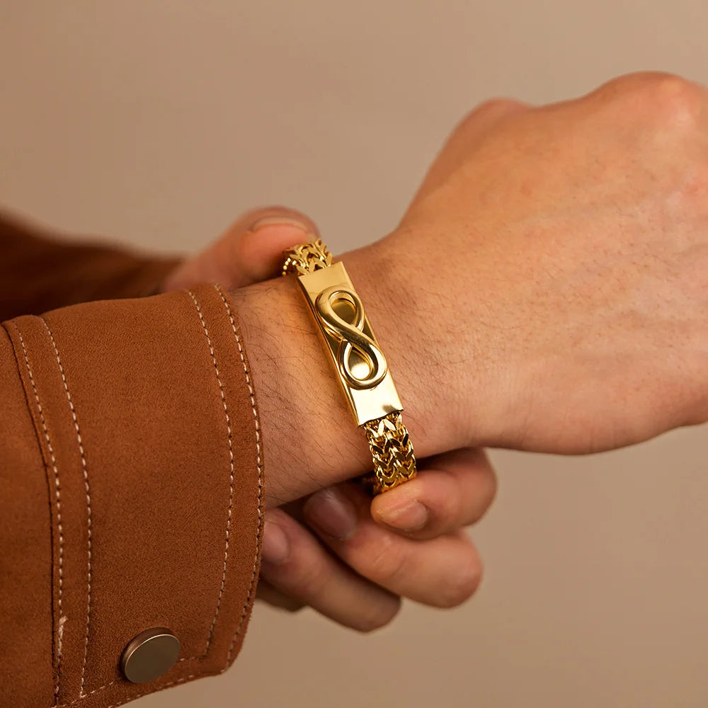 Men's Gold Stainless Steel Bracelet - Tree of Life Punk Rock Design
