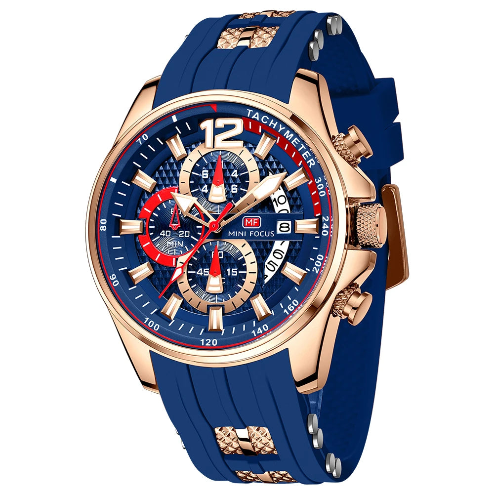 MINIFOCUS Mens Fashion Sports Watch Waterproof Quartz Large Dial Luminous Timepiece Watches for Man