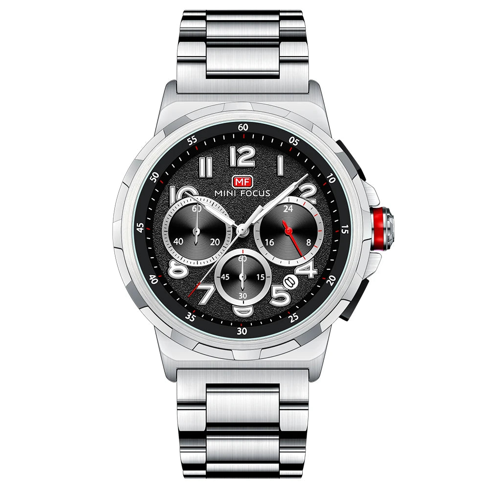 MINIFOCUS Men's Business Watch – Multifunction Waterproof Quartz Wristwatch Stainless Steel Band Stylish Professional Design