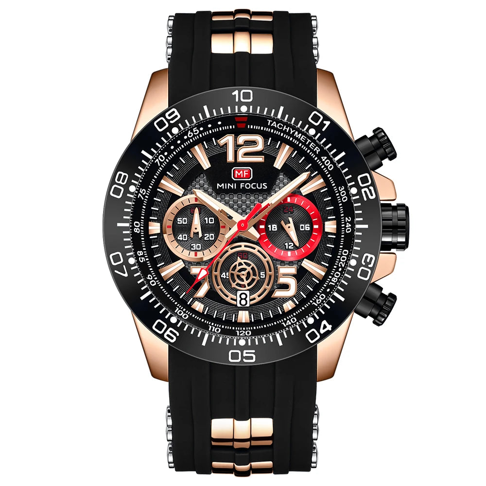MINIFOCUS Men’s Waterproof Sport Watch – Multifunction Quartz Chronograph Luminous Dial Fashion Business Gifts for Him