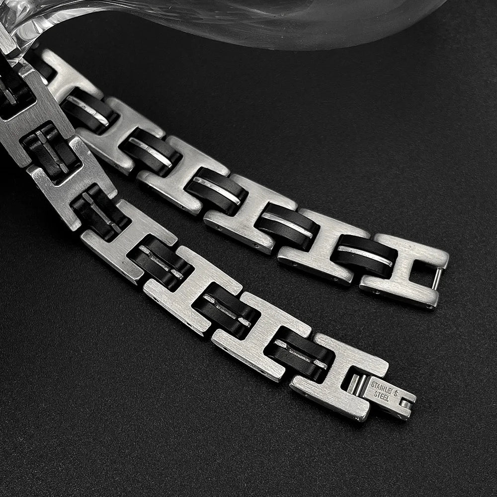 Menโs Punk Style Stainless Steel Bracelet โ Retro Titanium Steel Fashion Wristband for Bold Urban Looks