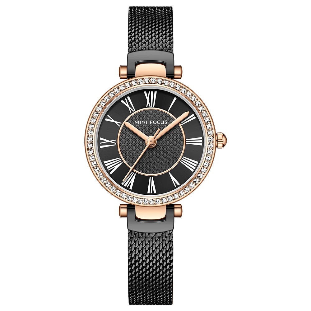 MINIFOCUS Women's Watch Japanese Quartz Waterproof Fashion Wristwatch Milanese Mesh Stainless Steel Band Elegant Gift for Ladies